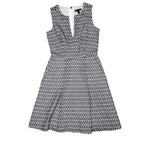 J.Crew Fit & Flare Dress‎ Geometric Print Sleeveless Cotton Blend Size 0